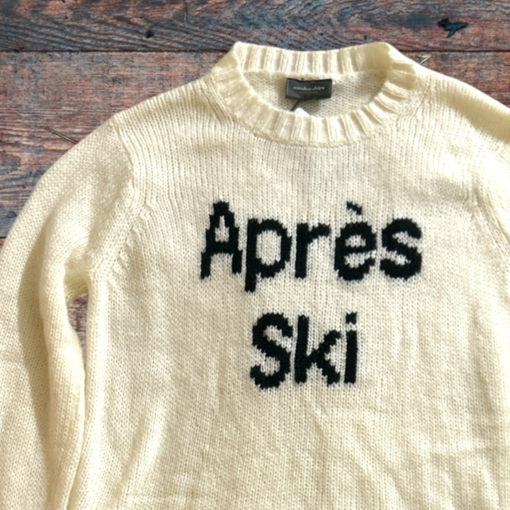 NWT Wooden Ships Après Ski Crew Neck knit Sweater n Cream/Black Sz M/L - Picture 11 of 16